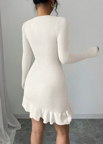 Білий кежуал сукня сукня светр SHEIN однотонна