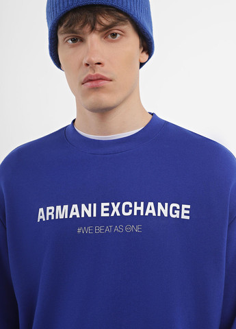 Синій світшот Armani Exchange логотип без декору (365697309)