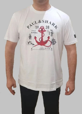 Белая футболка мужская с коротким рукавом Paul & Shark
