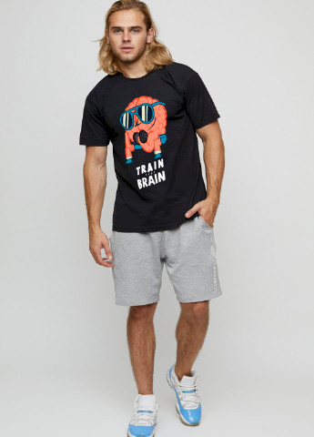 Чорна футболка чоловіча basic /air print/ YAPPI