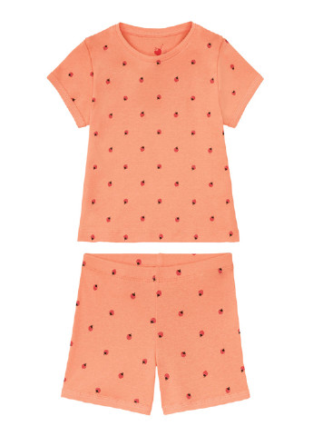 Персиковий комплект (футболка, шорти) Lupilu