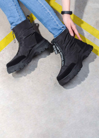 Черные дутые зимние ботинки на меху No Brand