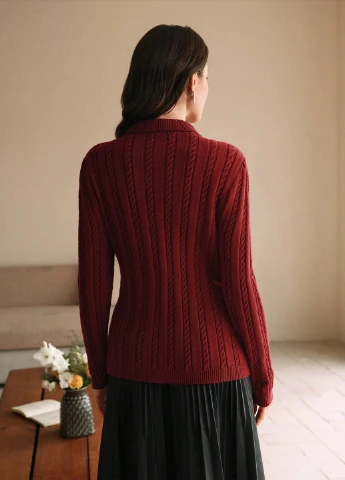 Бордовый демисезонный кардиган SHEIN