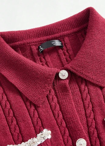 Бордовый демисезонный кардиган SHEIN