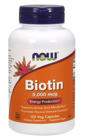 Биотин (В7) 5000 мкг,, 120 гелевых капсул Now Foods (228293046)