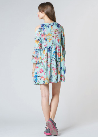 Салатовое кэжуал платье на подкладе OKS by Oksana Demchenko с цветочным принтом