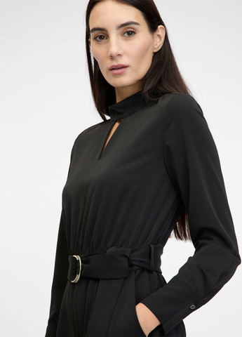 Комбинезон Orsay комбинезон-брюки однотонный чёрный деловой, кэжуал полиэстер