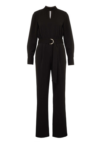 Комбинезон Orsay комбинезон-брюки однотонный чёрный деловой, кэжуал полиэстер