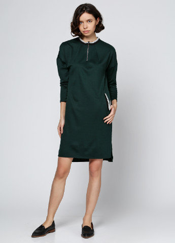 Бутылочное зеленое кэжуал платье Ruta-S однотонное