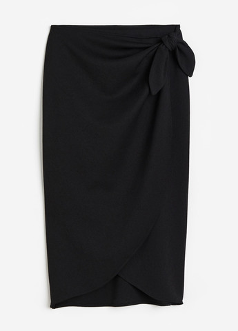 Черная офисная однотонная юбка H&M на запах