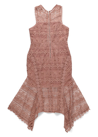 Кофейное кэжуал платье а-силуэт Love Triangle однотонное