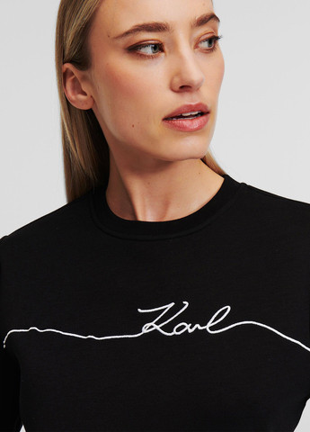 Чорний світшот Karl Lagerfeld однотонний вишивка (315841160)