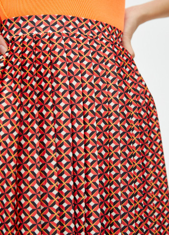 Красная кэжуал с геометрическим узором юбка Pull & Bear клешированная, плиссе