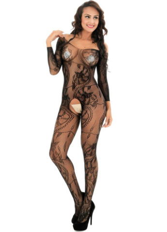 Сексуальный соблазнительный эротический бодистокинг боди комбинезон сетка – эротическое белье Langsha абстрактный чёрный откровенный полиамид, эластан
