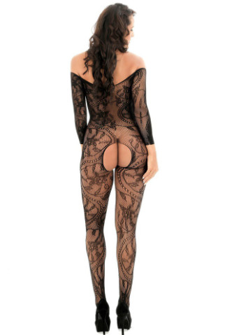 Сексуальный соблазнительный эротический бодистокинг боди комбинезон сетка – эротическое белье Langsha абстрактный чёрный откровенный полиамид, эластан