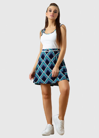 Комбинированное кэжуал платье клеш ST-Seventeen с геометрическим узором