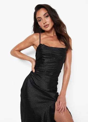 Черное кэжуал платье Boohoo леопардовый