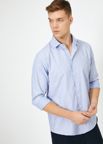 Голубой кэжуал рубашка с геометрическим узором KOTON