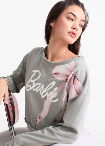 Сірий світшот C&A напис без декору (352073433)