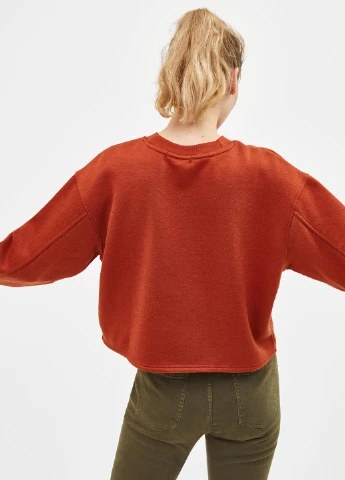 Теракотовий світшоти Bershka напис без декору (245771228)