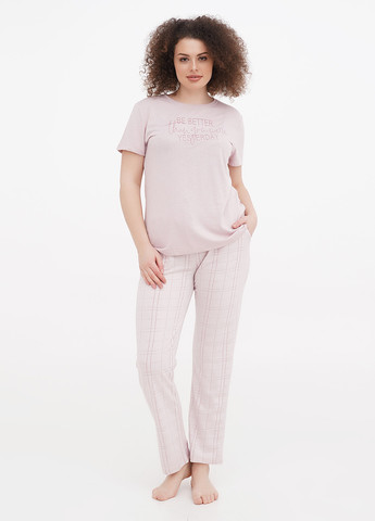 Светло-розовая всесезон пижама (футболка, брюки) футболка + брюки Cotpark