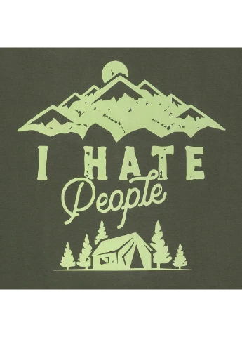Хаки (оливковая) футболка "i hate people (гора)" kl-7007. Klost