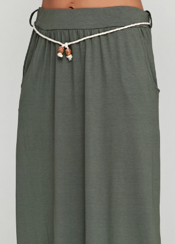 Оливковая (хаки) кэжуал однотонная юбка Fashion