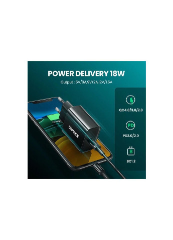 Зарядний пристрій CD137 20W Type-C PD Charger (Black) (10191) Ugreen CD137 20W Type-C PD Charger (Black) (253507180)