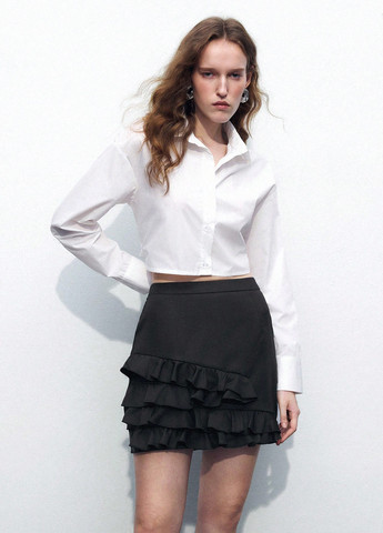 Черная кэжуал однотонная юбка SHEIN