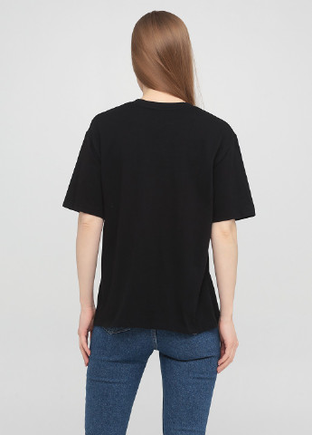Черная летняя футболка оверсайз H&M
