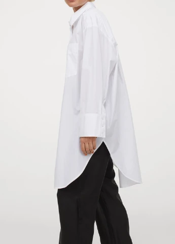 Белая кэжуал рубашка однотонная H&M