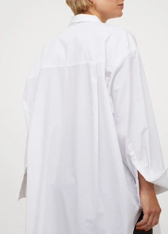 Белая кэжуал рубашка однотонная H&M