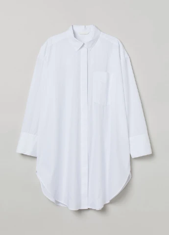 Белая кэжуал рубашка однотонная H&M