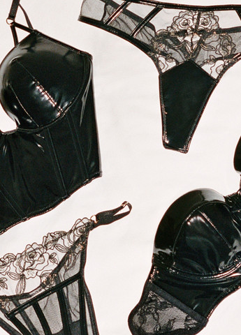 Черный демисезонный комплект (бюстгальтер, трусики) Victoria's Secret