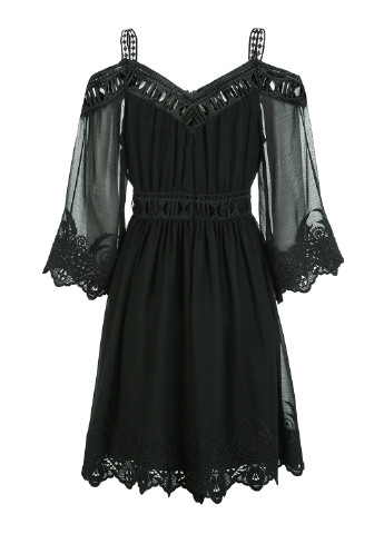 Чорна кежуал плаття, сукня кльош Only однотонна