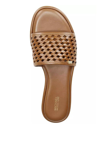 Коричневые шлепанцы Michael Kors с логотипом, плетение