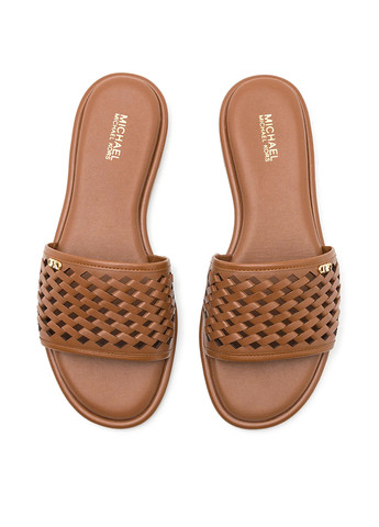 Коричневые шлепанцы Michael Kors с логотипом, плетение