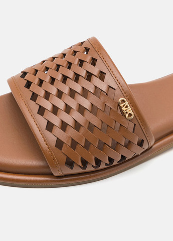 Коричневые шлепанцы Michael Kors с логотипом, плетение