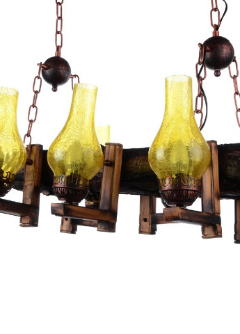 Люстра стельова дерев'яна підвісна для спальні кантрі на 6 плафонів BKL-816S/6E27 Brille (253887244)