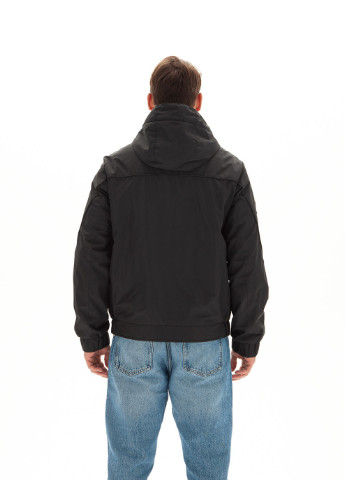 Черная демисезонная куртка с капюшоном Black Vinyl 22-2023