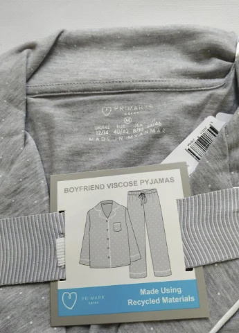 Серая трендовая пижама boyfriend, костюм для дома, рубашка и брюки Primark