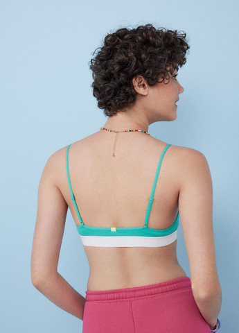 Зелёный топ бюстгальтер Hi&Bye без косточек хлопок