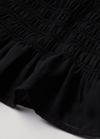 Черное кэжуал платье с вафельной сборкой H&M однотонное