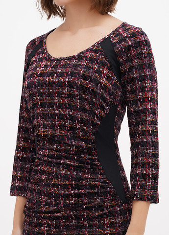 Бордова кежуал сукня силуетна Sassofono в клітинку