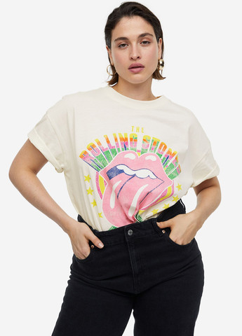 Кремовая летняя футболка H&M