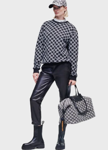 Черно-белый свитшот Karl Lagerfeld геометрический без декора (347149860)