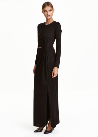 Черное вечернее платье макси H&M однотонное