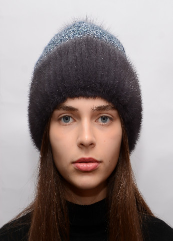 Женская зимняя норковая вязаная шапка с бубоном Меховой Стиль соты (199007406)
