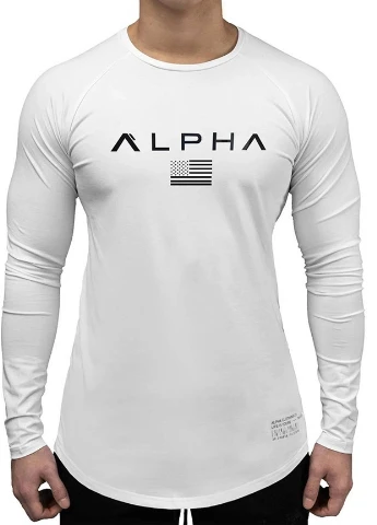 Белый демисезонный спортивный лонгслив Alpha однотонный