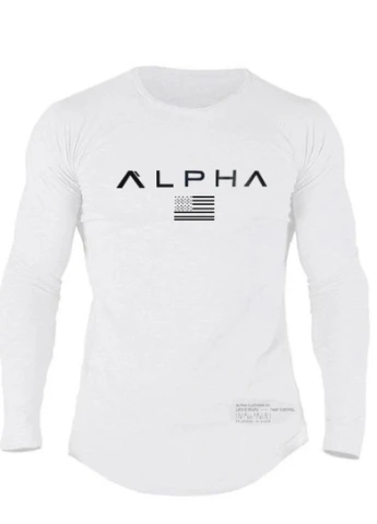 Белый демисезонный спортивный лонгслив Alpha однотонный